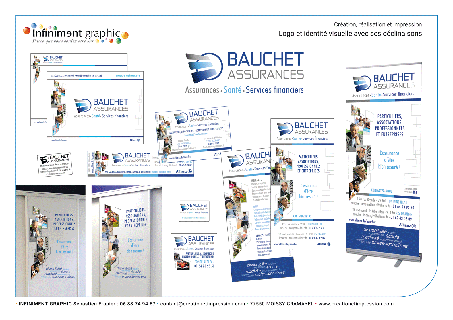 Bauchet Assurances Logo Flyers Présentation PP Publicités Roll'up